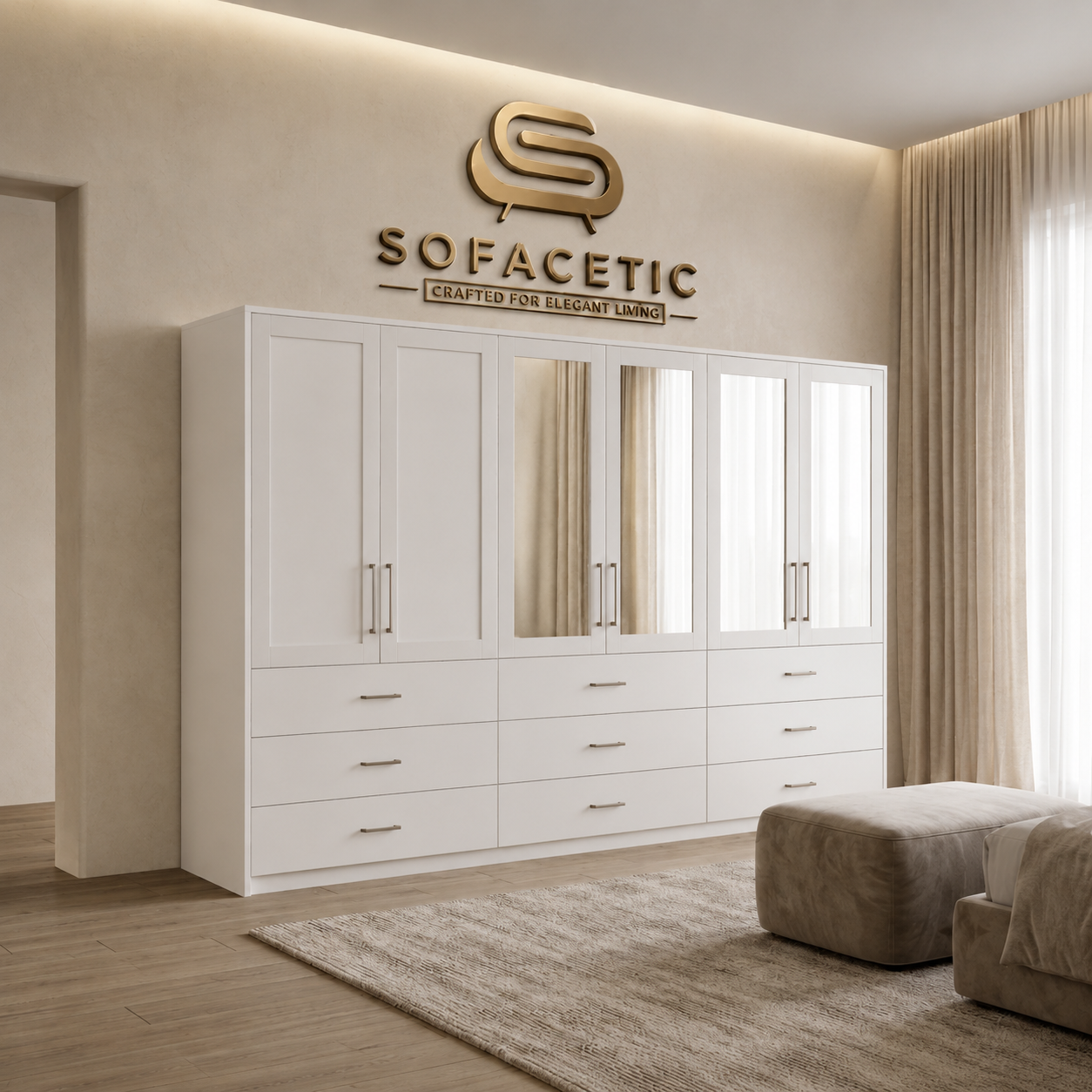 6 Door white color Wardrobe