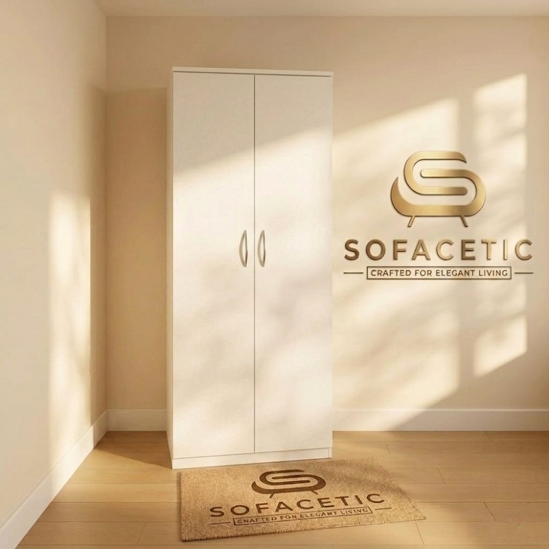 2 Door White Color Wardrobe