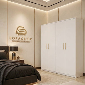 4 Door White Color Wardrobe