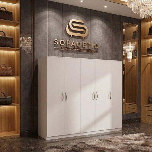 5 Door white color Wardrobe