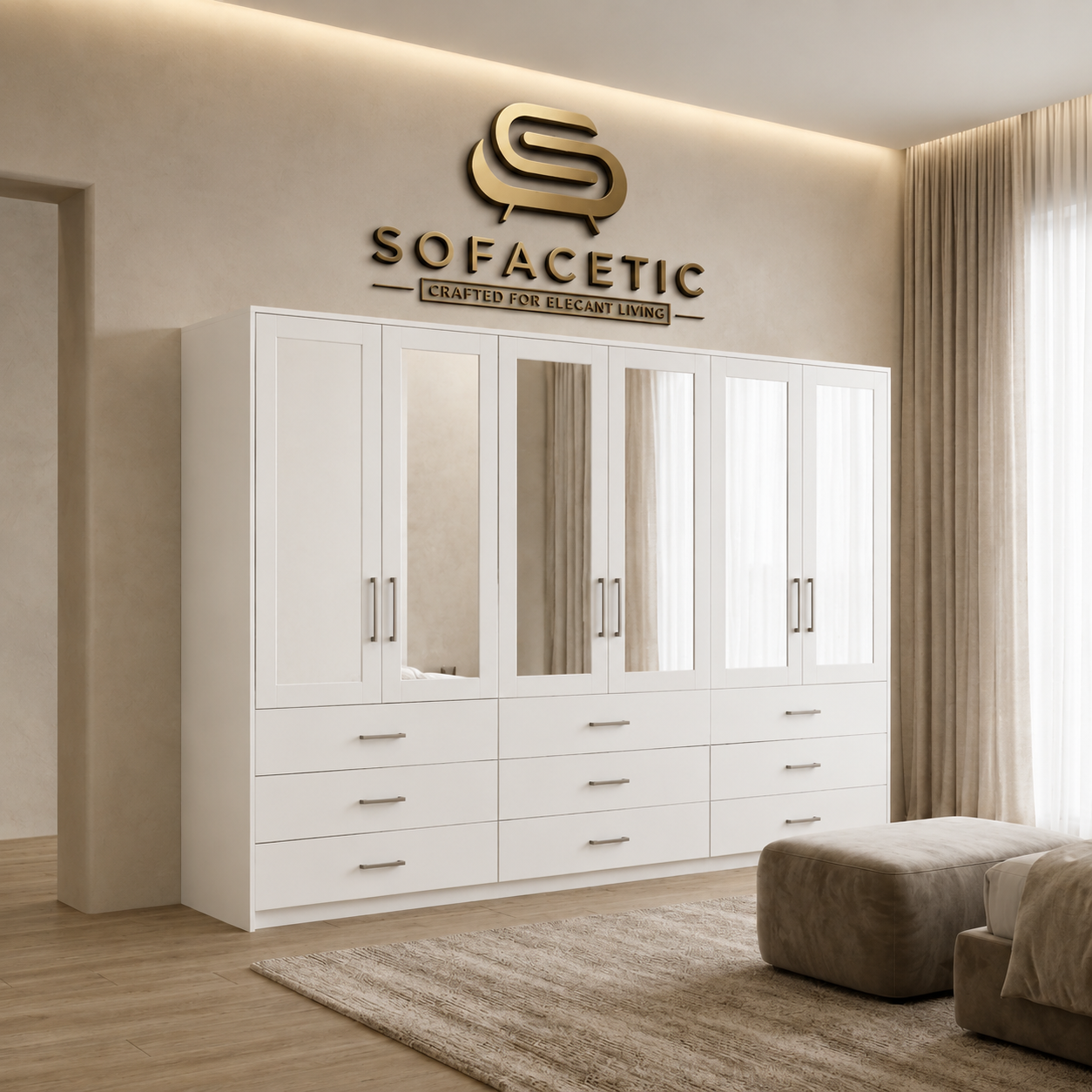 6 Door white color Wardrobe