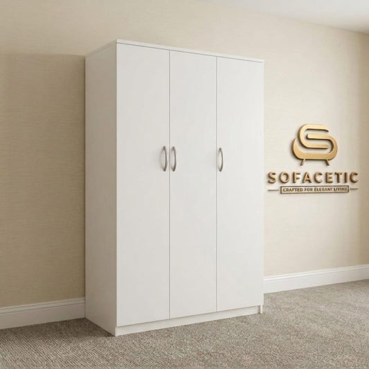 3 Door White Color Wardrobe