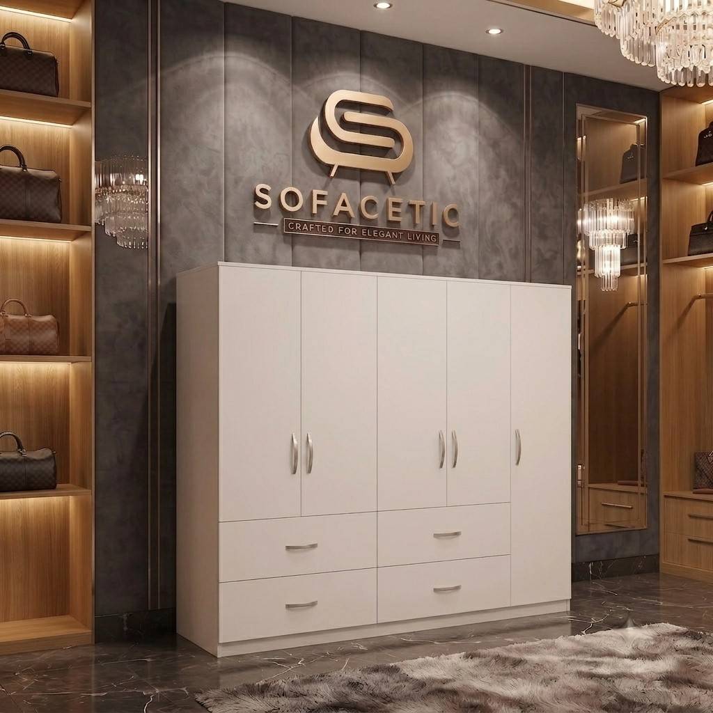 5 Door white color Wardrobe