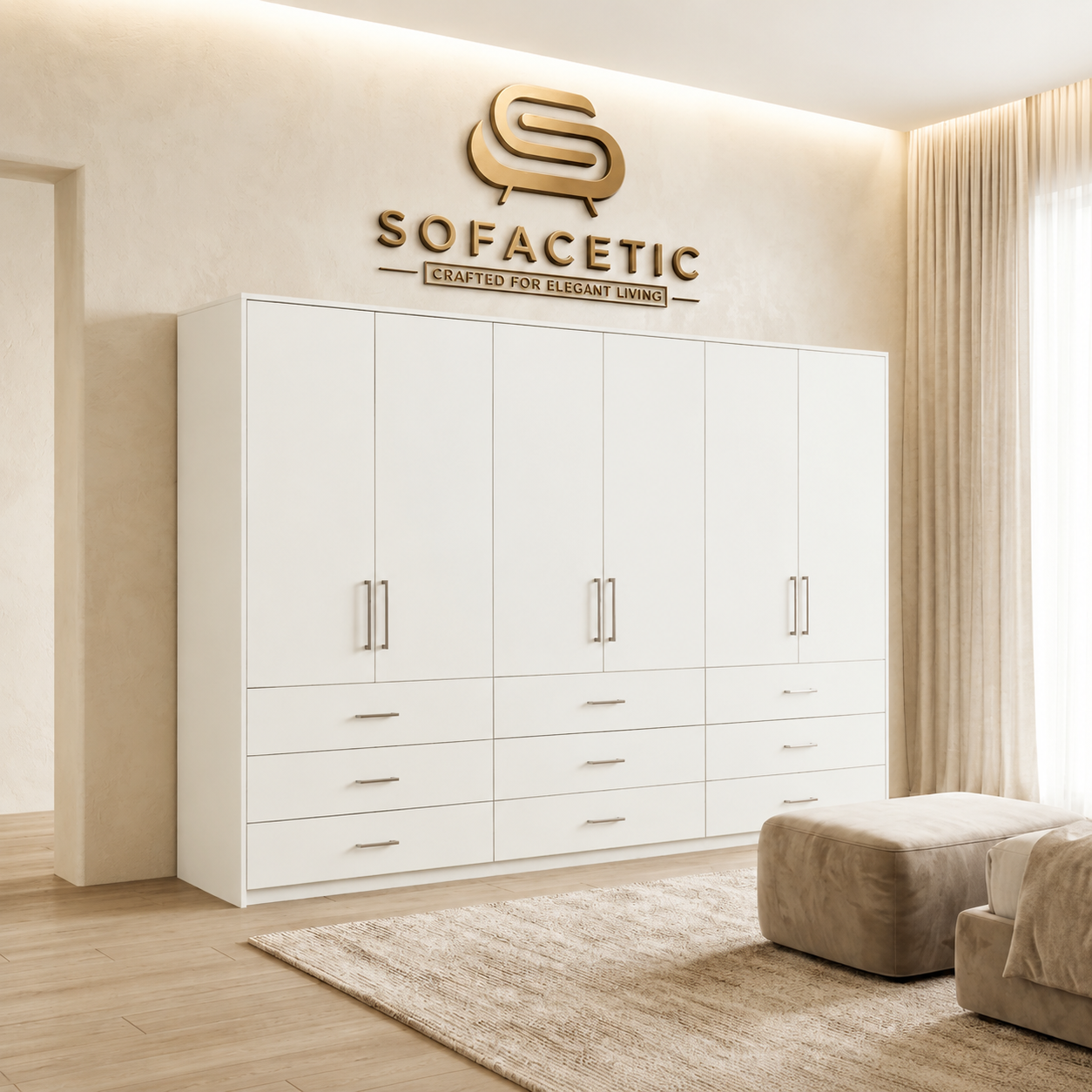 6 Door white color Wardrobe