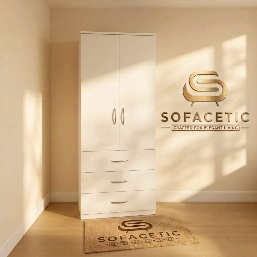 2 Door White Color Wardrobe