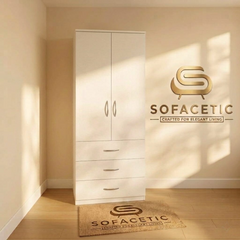 2 Door White Color Wardrobe