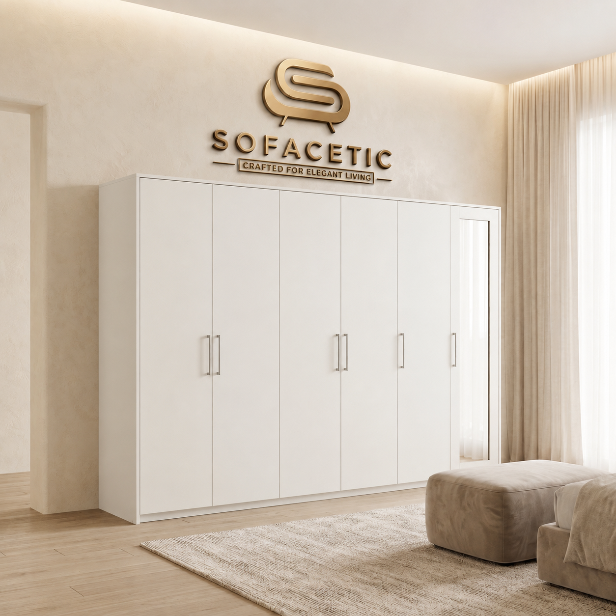 6 Door white color Wardrobe