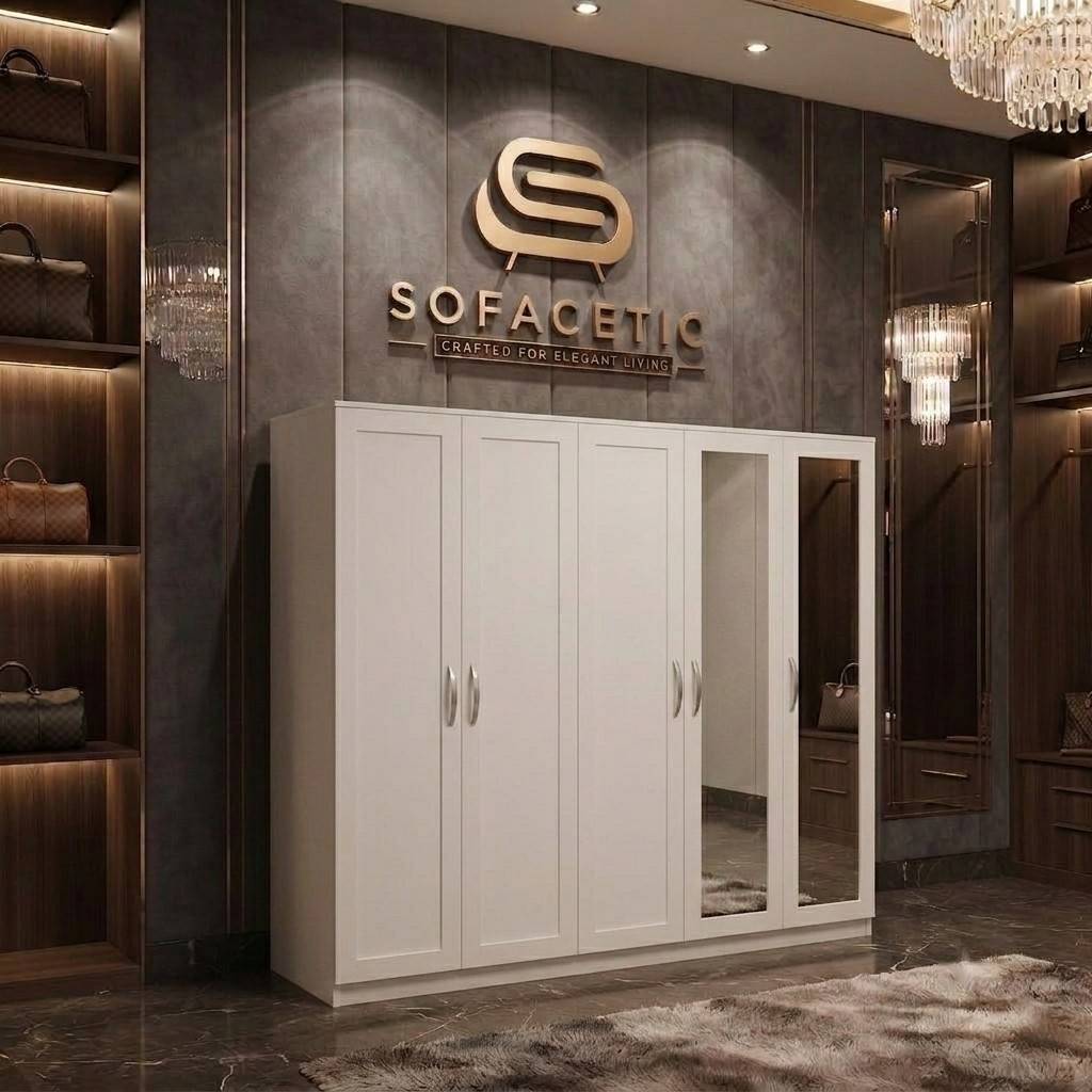 5 Door white color Wardrobe