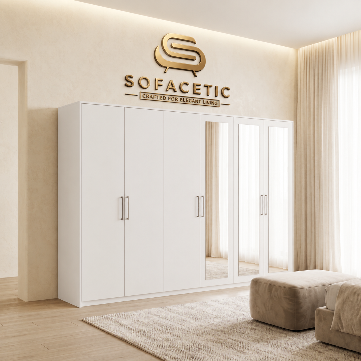 6 Door white color Wardrobe