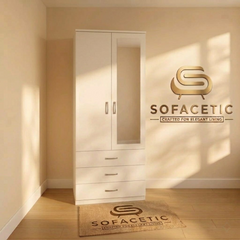 2 Door White Color Wardrobe