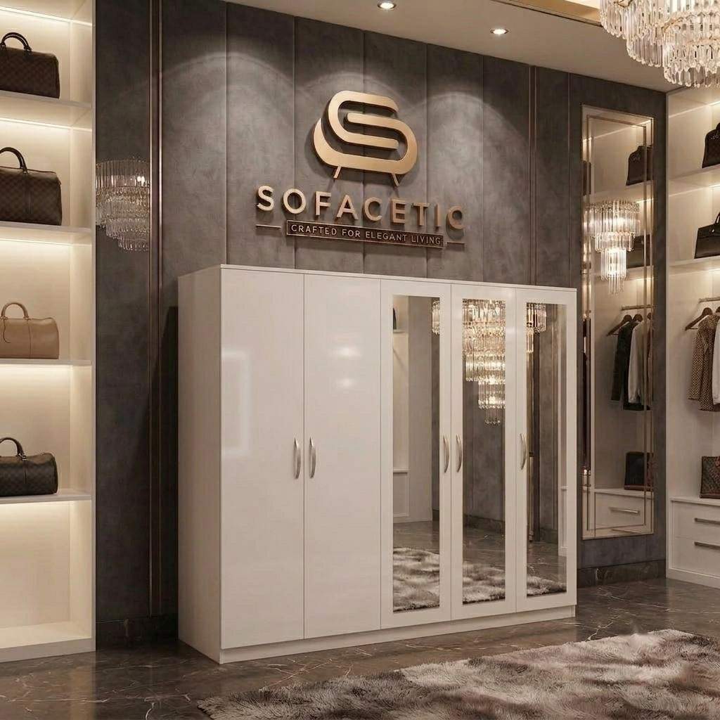 5 Door white color Wardrobe