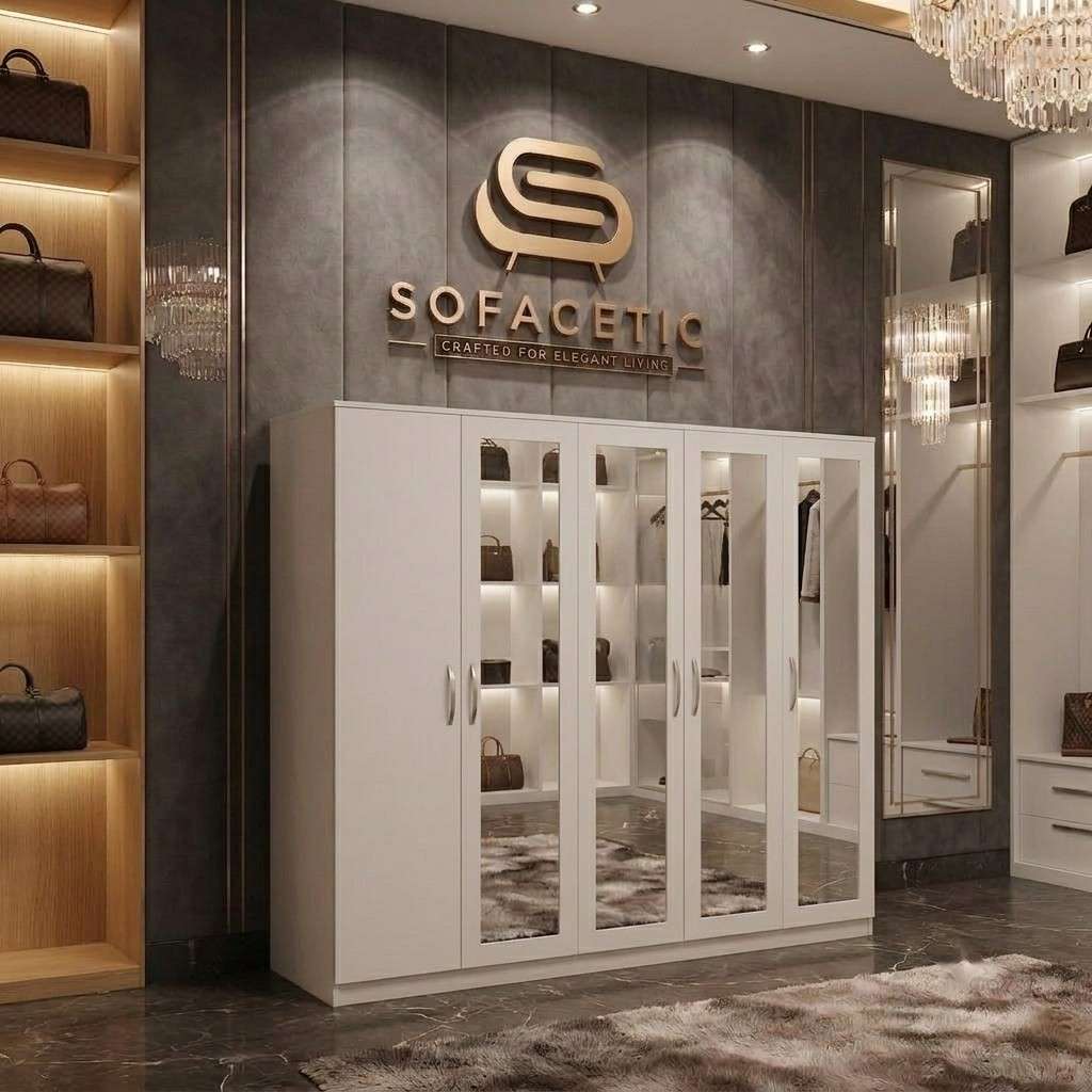 5 Door white color Wardrobe