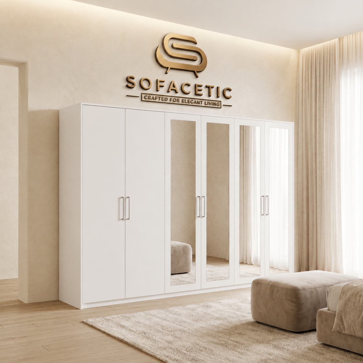 6 Door white color Wardrobe
