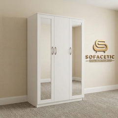 3 Door White Color Wardrobe