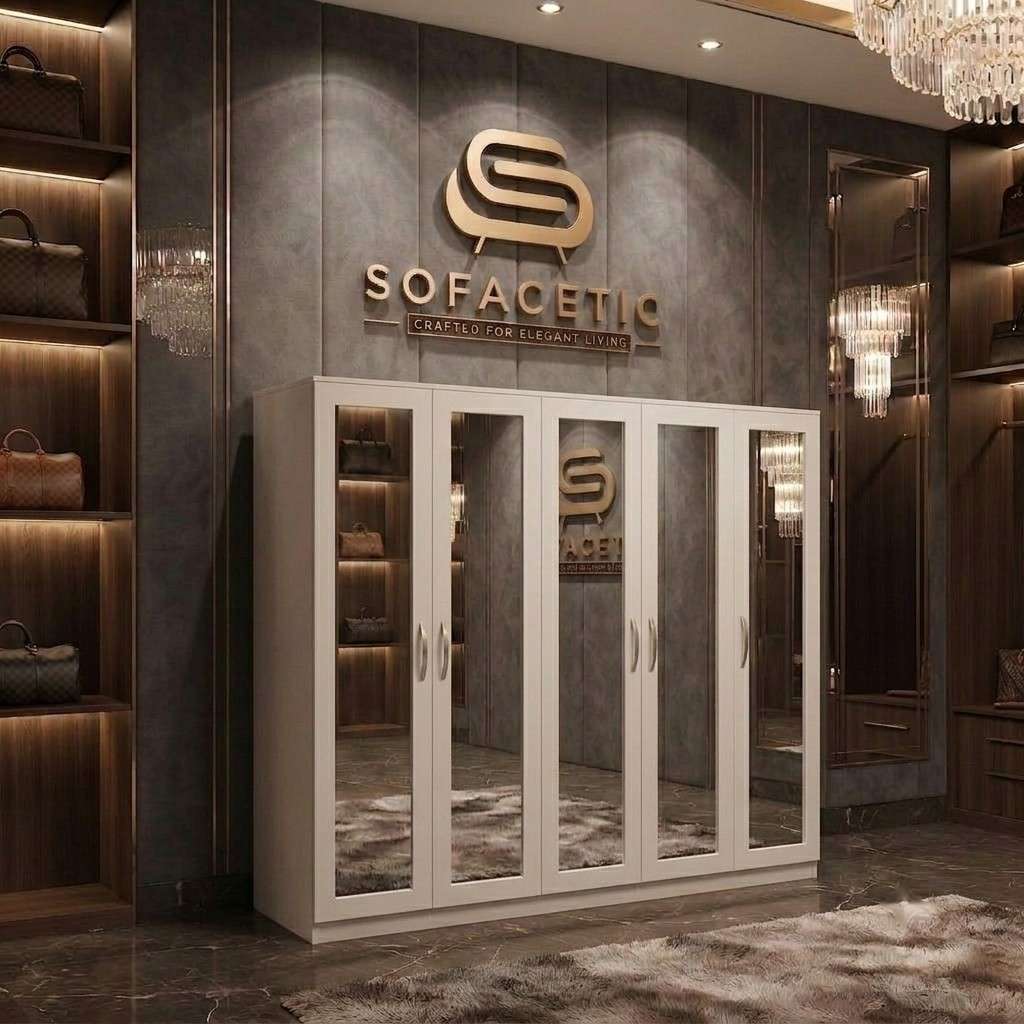 5 Door white color Wardrobe