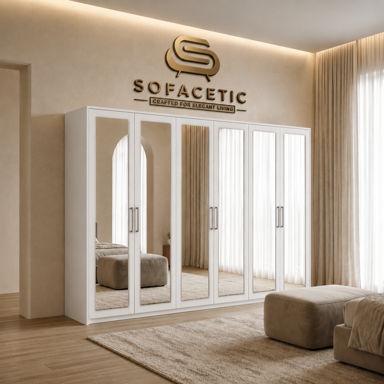 6 Door white color Wardrobe