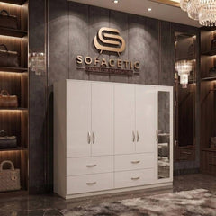 5 Door white color Wardrobe